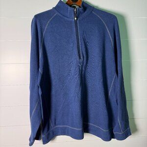 Tommy Bahama Long Sleeve Quarter Zip Reversible Blue/Gray Size XXL